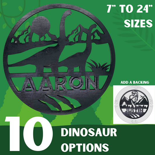 Dinosaur | 10 Dinosaur Styles | Personalized Child Bedroom Round Sign