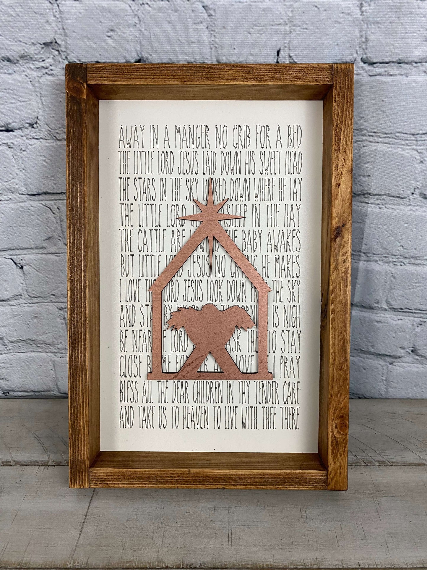 Away In A Manger Song Sign - Farmhouse Decor - Christmas Decor Sign