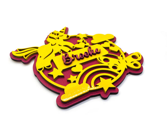 Unicorn and Butterfly Personalized Child Bedroom Round Sign