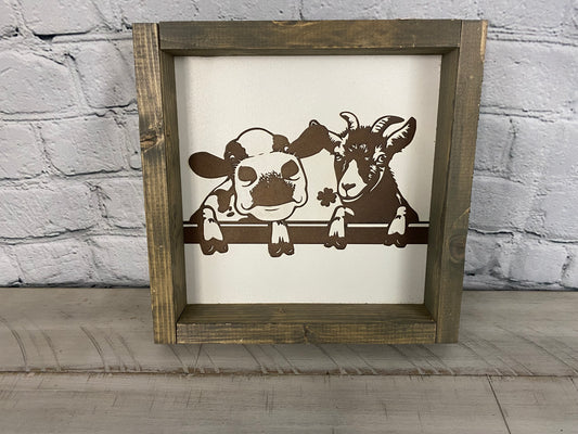 Cow and Goat - Farmhouse Decor - Funny Decor Sign