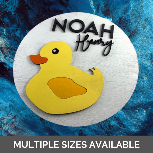 Nursery Room Sign with Name and Duck for Childrens Room