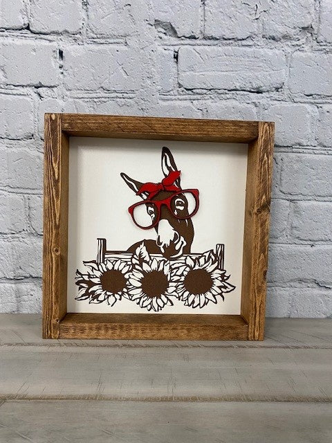 Donkey with Glasses - Farmhouse Decor - Funny Decor Sign