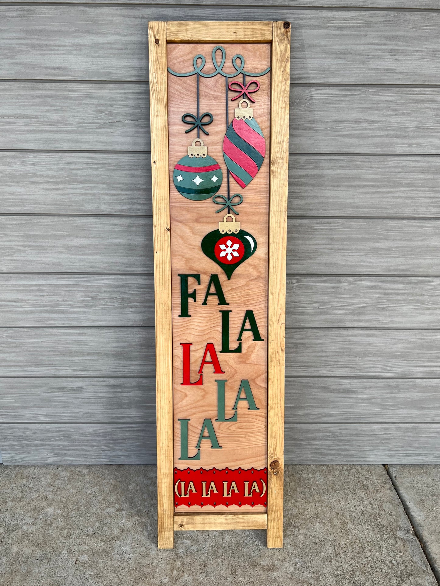 Fa La La La La | Interchangeable Porch Leaner + Insert | Outdoor Sign |