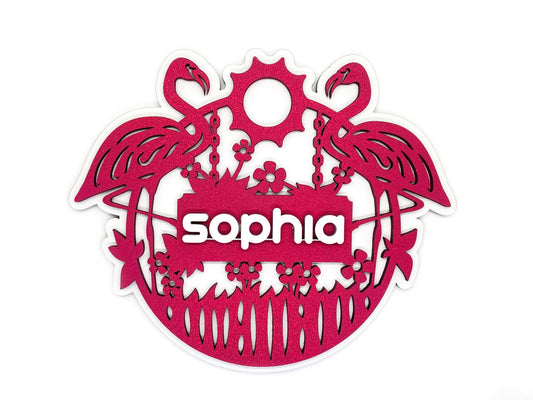 Flamingo Personalized Child Bedroom Round Sign