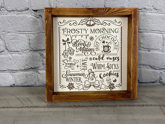 Frosty Morning Winter Christmas Sign - Farmhouse Decor - Christmas Decor Sign