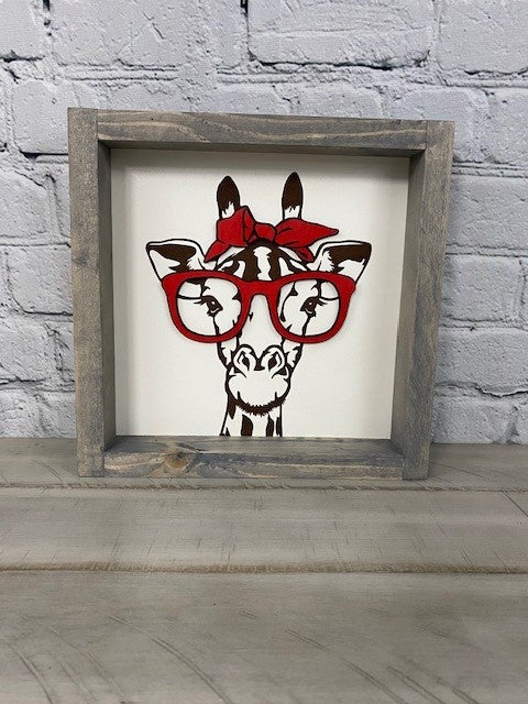 Giraffe with Glasses - Farmhouse Decor - Funny Decor Sign