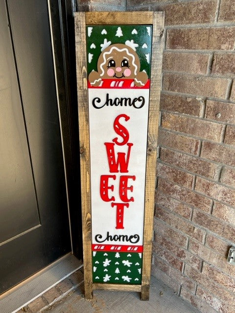 Gingerbread Man Home Sweet Home | Interchangeable Porch Leaner + Insert | Outdoor Sign |