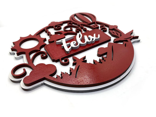 Hot Air Balloon Personalized Child Bedroom Round Sign