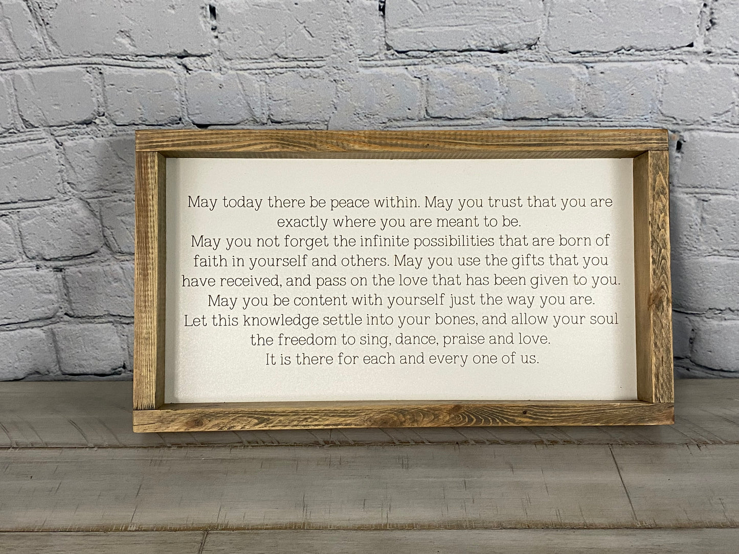 Mother Theresa Peace Within Quote Sign - Farmhouse Decor - Inspirational Decor Sign