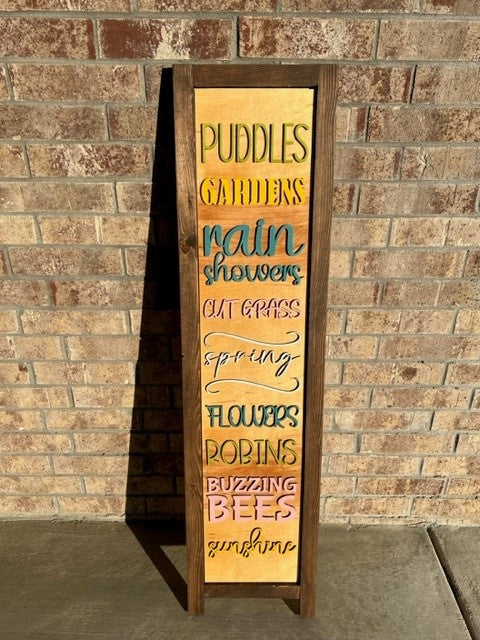 Puddles Gardens Rain | Interchangeable Porch Leaner + Insert | Outdoor Sign |
