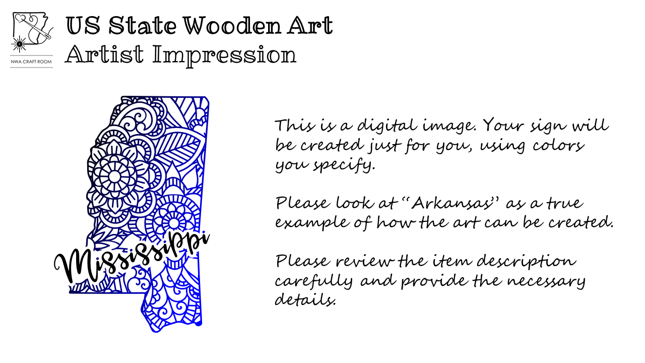 Large State Wooden Decorative Sign