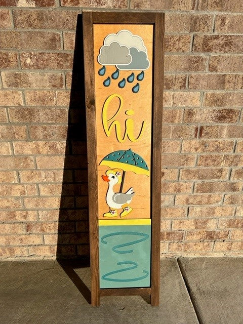 Spring Rain Duck | Interchangeable Porch Leaner + Insert | Outdoor Sign |