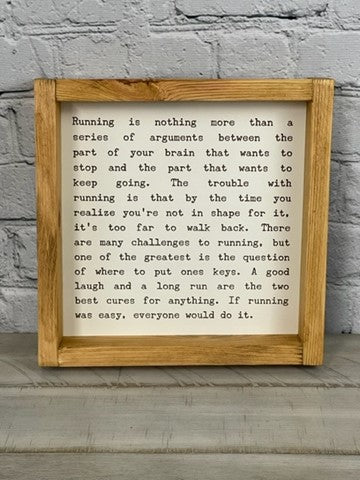Running is nothing more than a series of arguments - Farmhouse Decor - Running Inspirational Funny Decor Sign