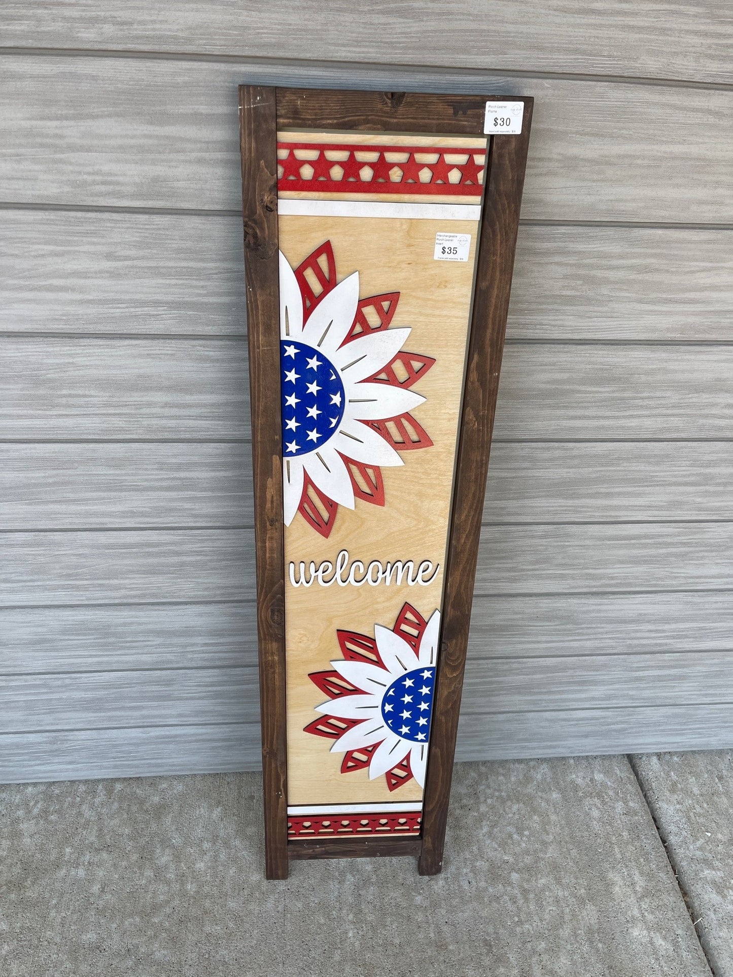4th July Sunflowers | Interchangeable Porch Leaner + Insert | Outdoor Sign |