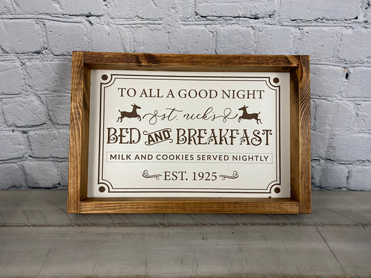 St. Nick's Bed and Breakfast - Farmhouse Decor - Christmas Decor Sign