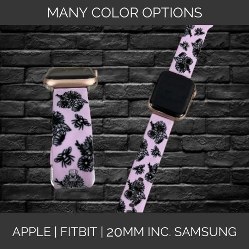 Bees and Flowers | Bee Lover | Apple Samsung Fitbit Compatible Watchband | Multiple Colors Available