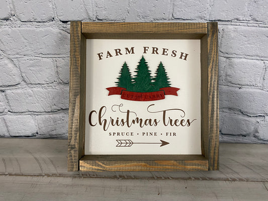 Farm Fresh Christmas Trees Sign - Farmhouse Decor - Christmas Decor Sign