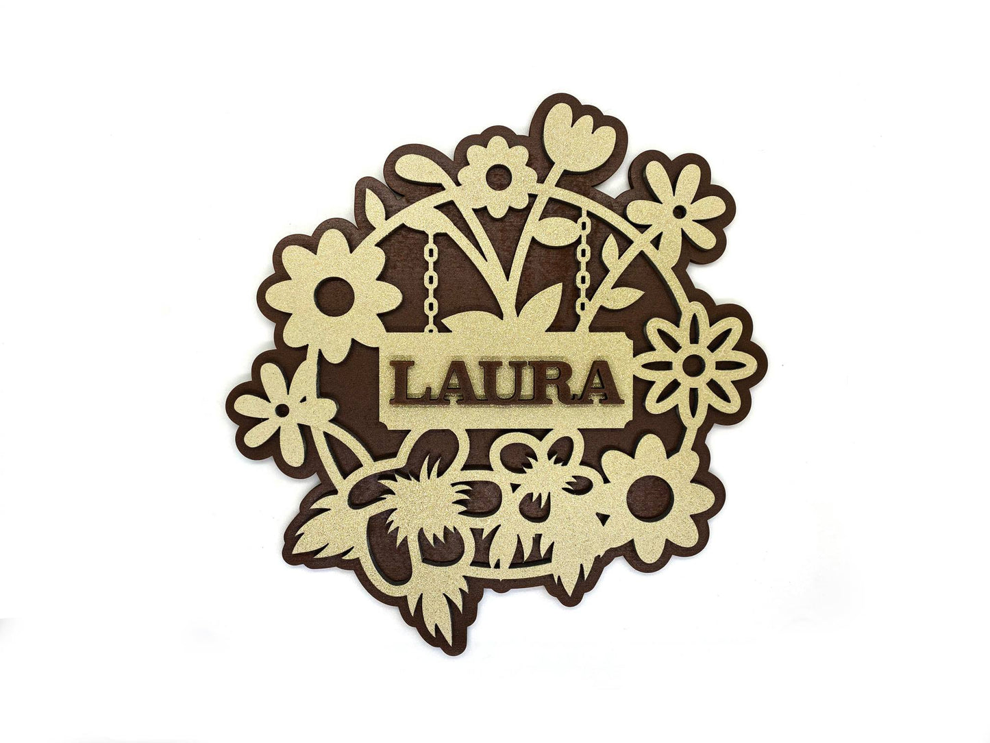 Flowers - Laura Style Personalized Child Bedroom Round Sign