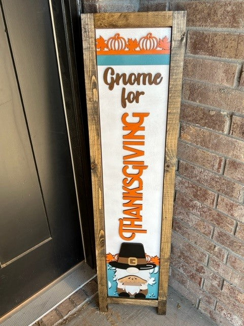 Gnome for Thanksgiving | Interchangeable Porch Leaner + Insert | Outdoor Sign |