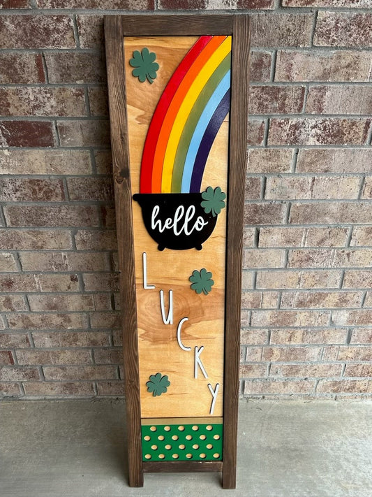 Hello Lucky | Interchangeable Porch Leaner + Insert | Outdoor Sign |