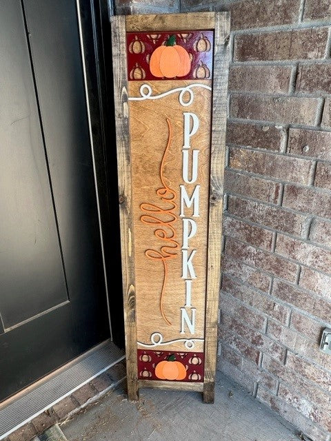 Hello Pumpkin | Interchangeable Porch Leaner + Insert | Outdoor Sign |