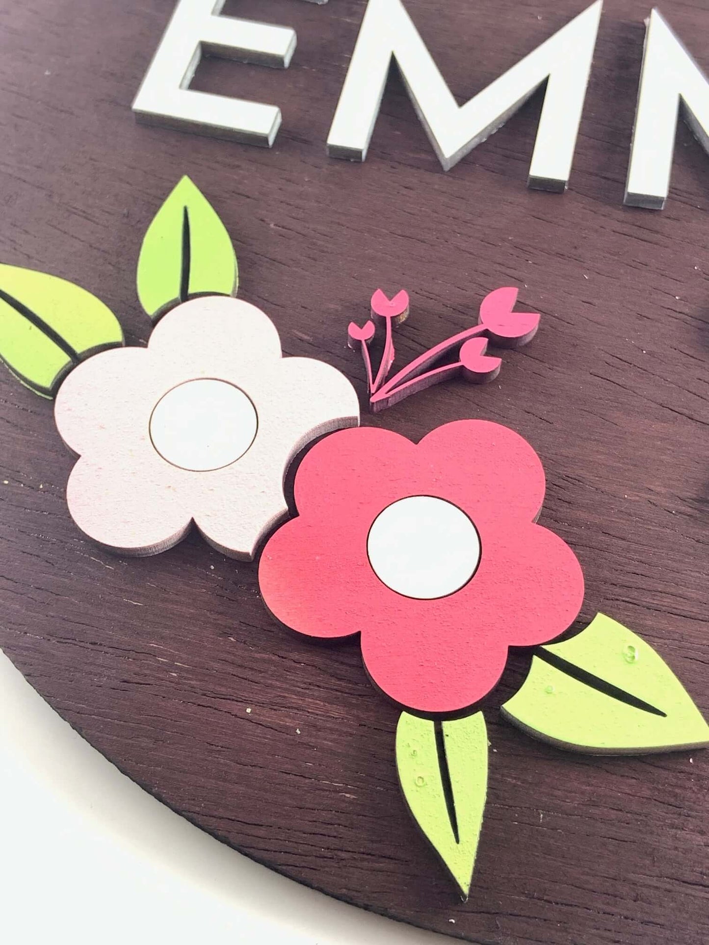 10" to 20" Floral Personalized Nursery Child Room Sign