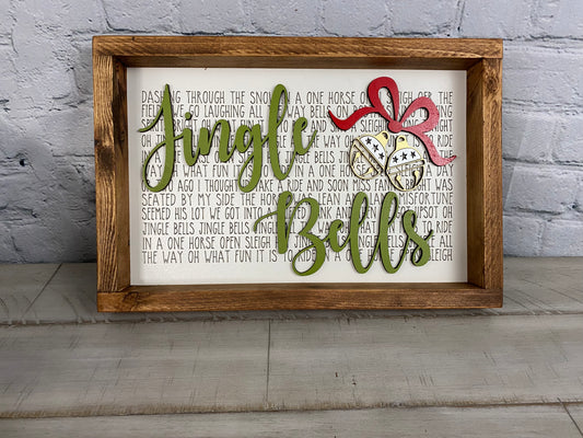 Jingle Bells Christmas 3D Sign - Farmhouse Decor - Christmas Decor Sign