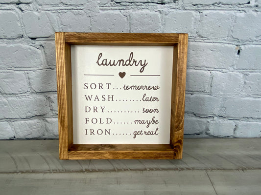 Laundry List Funny Process Sign - Farmhouse Decor - Funny Decor Sign