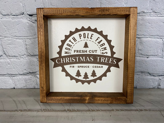 North Pole Farms Christmas Tree Sign - Farmhouse Decor - Christmas Decor Sign