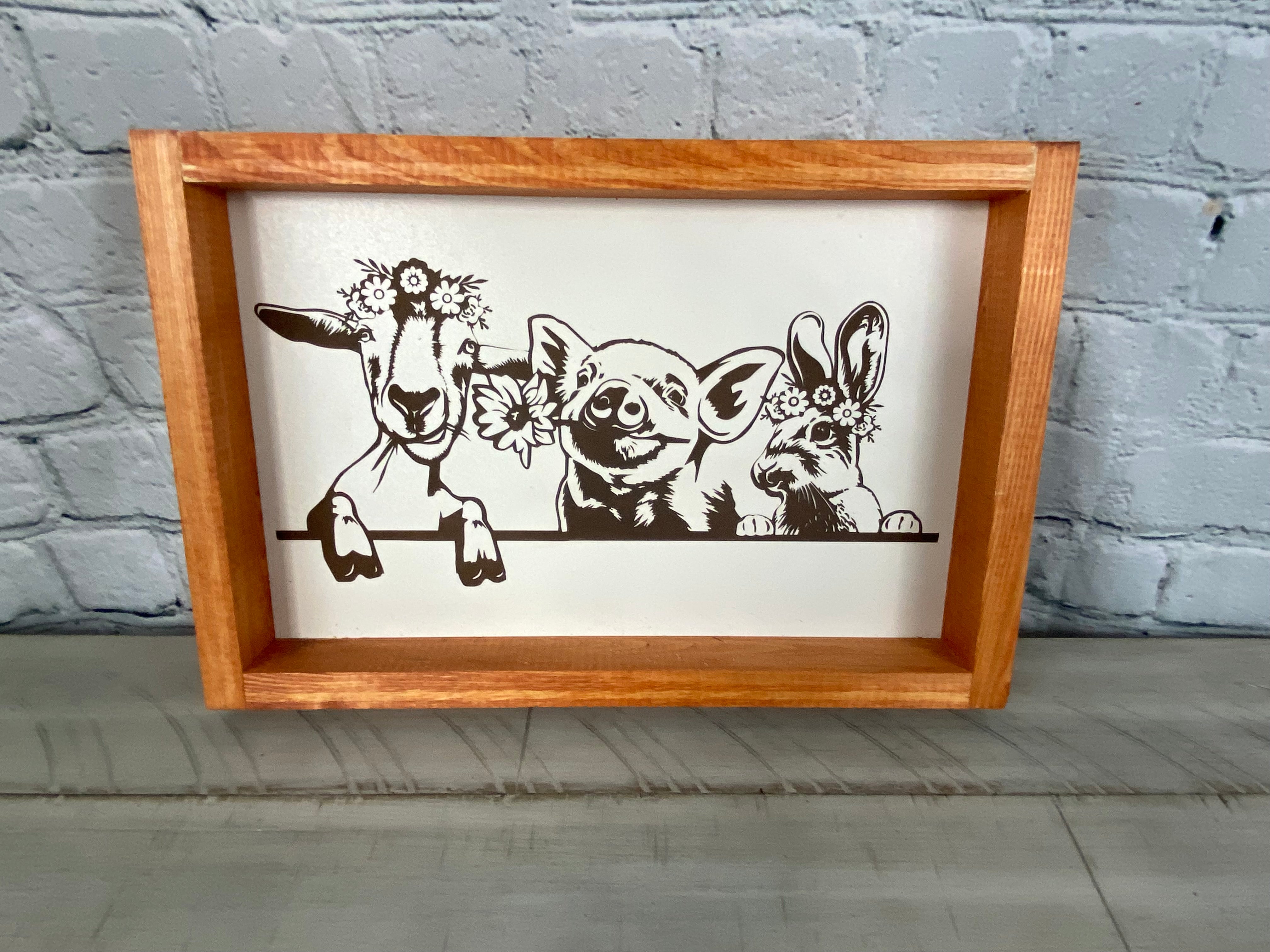 Goat Pig Rabbit Farmyard Sign - Farmhouse Decor - Funny Decor Sign ...