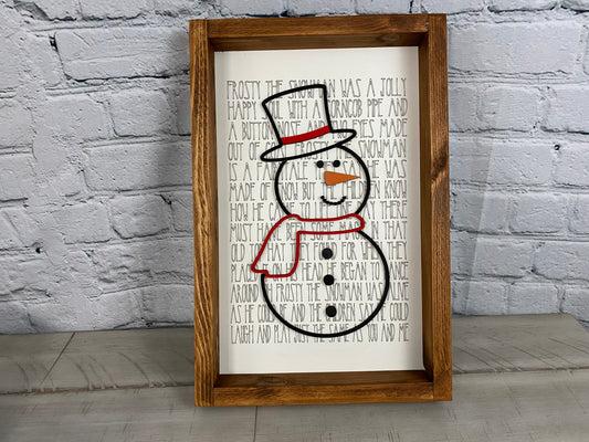 Frosty the Snowman Lyrics and Snowman 3D Sign - Farmhouse Decor - Christmas Decor Sign
