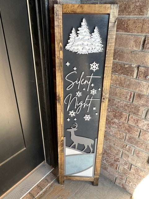 Silent Night | Interchangeable Porch Leaner + Insert | Outdoor Sign |
