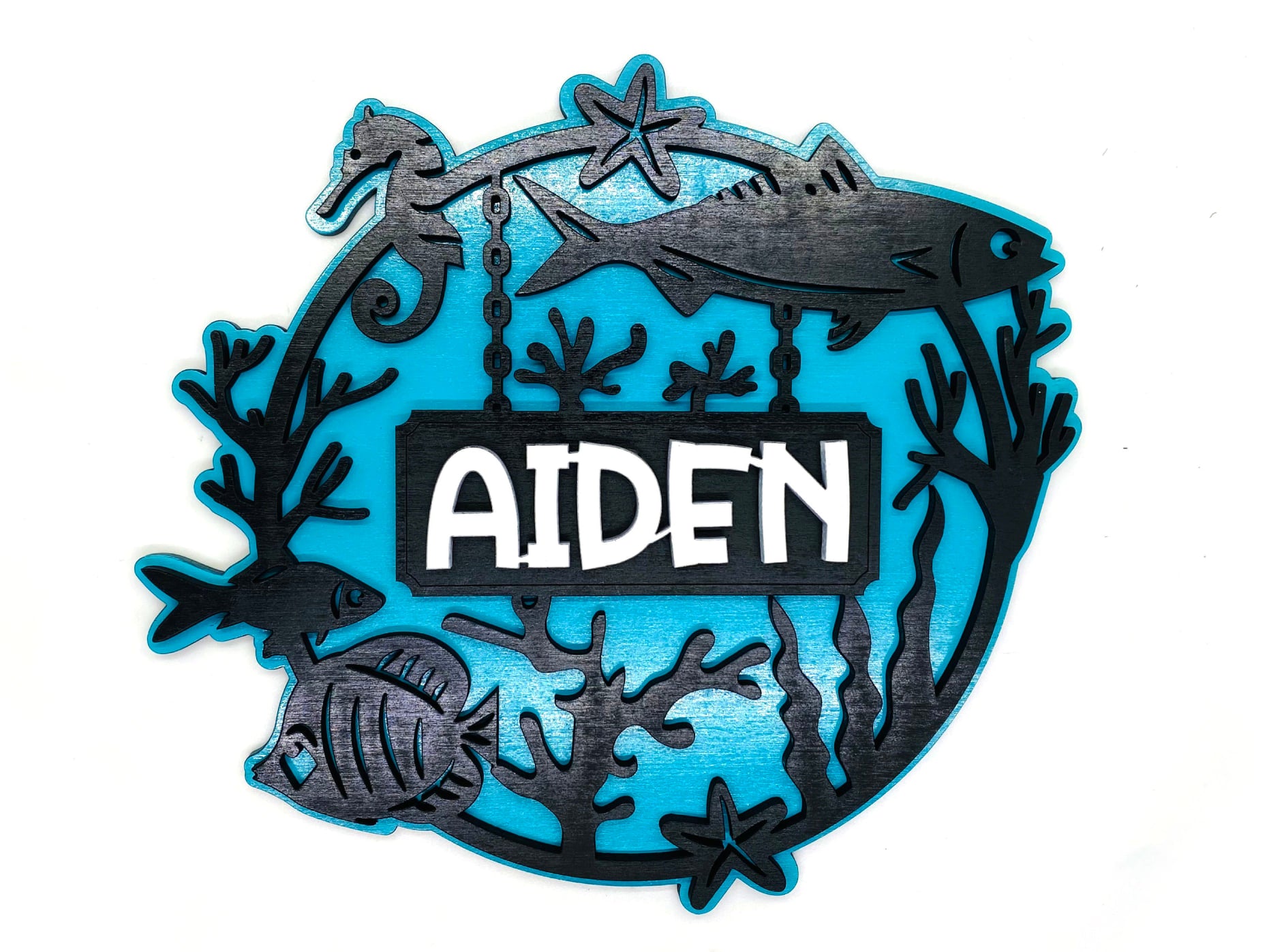 Underwater Ocean Personalized Home Decor Round Sign