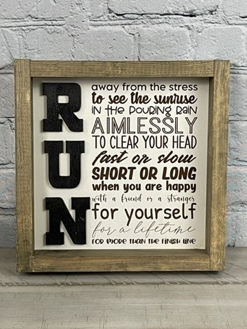 Run Away From The Stress to see the Sun Rise - Farmhouse Decor - Running Funny Whimsical Decor Sign