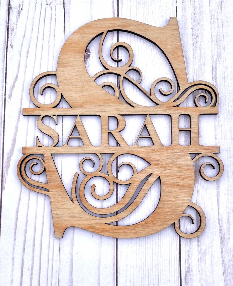 Monogram or Family Name Sign Wood Name Sign Custom Personalized